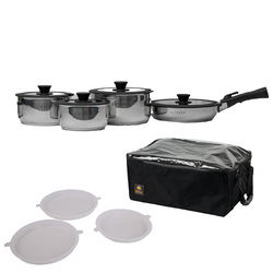 OUTBACK EXPLORER SMART STORAGE POTS & FRYPAN SET WITH BUCK WILD CARRY BAG