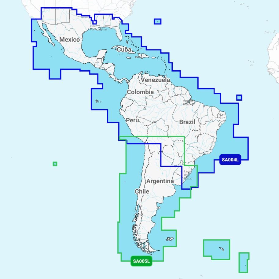 Navionics Mexico, Caribbean to Brazil - Inland and Coastal Marine Charts Platinum Plus