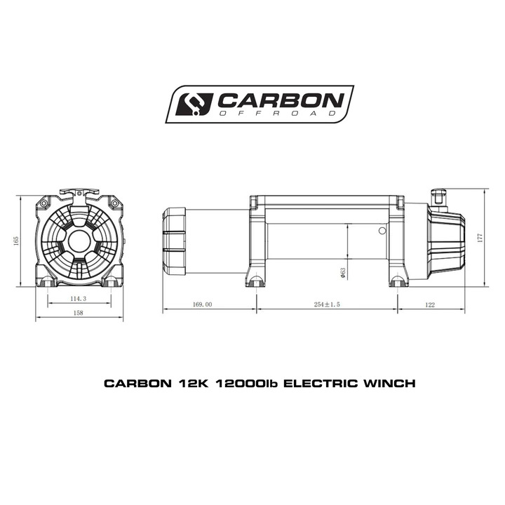 Carbon Offroad12K V.3 12000lb Winch Red Hook Installers Combo Deal