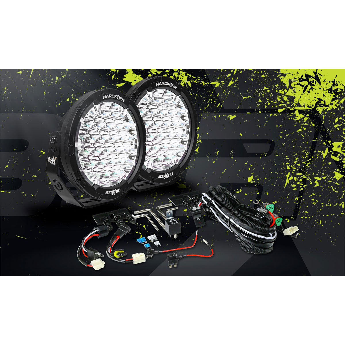 Hard Korr BZR-X Series 9″ LED Driving Lights (Pair W/Harness)