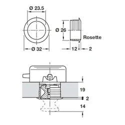 Camec Rosette Nickle Plated 19mm (Matt Finish)