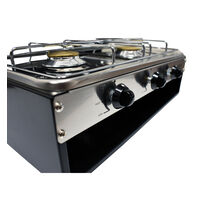 BROMIC LIDO JUNIOR DELUXE CAMPER 2 BURNER + GRILL With FLAME FAILURE VALVES & LID