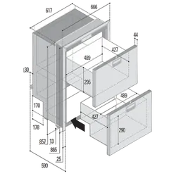 Vitrifrigo Fridge & Freezer 12/24/240v Dw180Dtx 144l (Steelock Drawer)