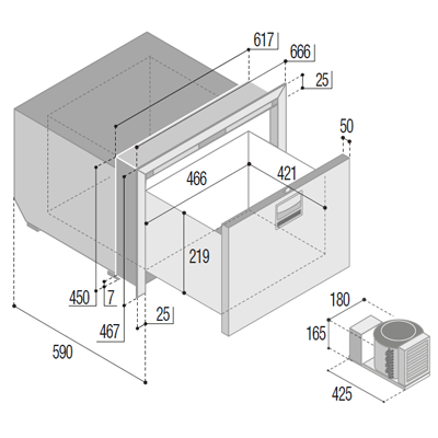 Vitrifrigo Fridge & Freezer 12/24v Drw70A S/Steel (Drawer) 80l