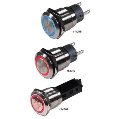 BEP Stainless Steel Push Button Switch (On)-Off 12V Red
