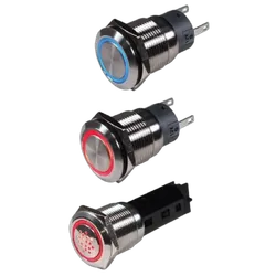 BEP Stainless Steel Push Button Switch On-Off 12V Blue