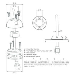 Scanstrut Cable Seal DS40S 12-15mm Cable 40mm Plug Ss