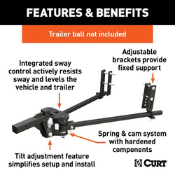 CURT TruTrack 4P Weight Distribution Hitch with 4x Sway Control (800lb)