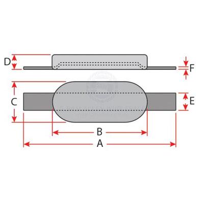 Anode Alloy Block Oval With Strap 350mm x 150mm x 40mm