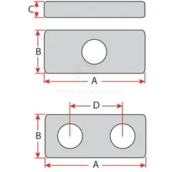 Zinc Block Anode Rectangular Bolt on 300 x 100 x 45mm