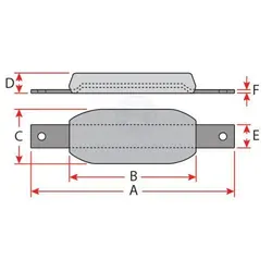 Zinc Block Anode Oval With Strap Riviera AM 300 x 150 x 35mm