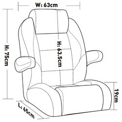 Kaiser High Back Recliner Captains Seat With Flip Up Armrests- Charcoal/Black