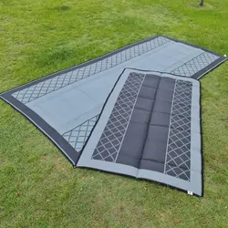 Affordable Camping Mats Annex Mat Crisscross Plain Centre Mid Grey/Black 6.0 x 2.4m