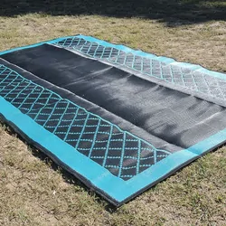 Affordable Camping Mats Annex Mat Crisscross Plain Centre Teal/ Black 3.0 x 1.8m