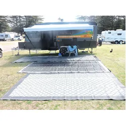 Affordable Camping Mats Annex Mat Crisscross Plain Centre Grey/Black 6.0 x 2.4m