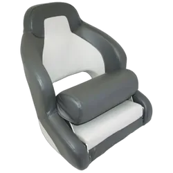 Compact Flip-Up Admiral Helmsman Seat - Charcoal/Light Grey & Grey Seat Cover Bundle