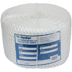 Anchor Rope Silver 8mm x 50M Stainless Steel Thimble