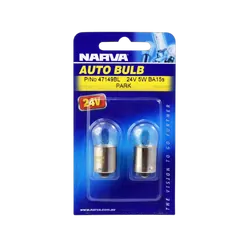 Narva 24V 5W R5W BA15S Incandescent Globes (Blister Pack Of 2)