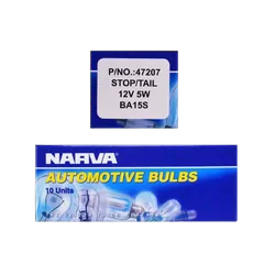Narva 12V 5W R5W BA15S Incandescent Globes (Box Of 10)