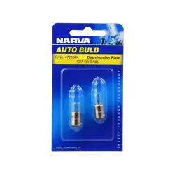 Narva 12V 4W BA9S T4W Incandescent Globes (Blister Pack Of 2)