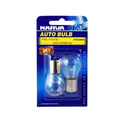 Narva 24V 21W P21W BA15S Incandescent Globes (Blister Pack Of 2)
