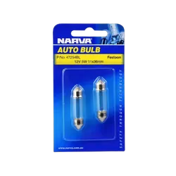 Narva 12V 5W Sv8-5.8 C5W Festoon Globes (Blister Pack Of 2)