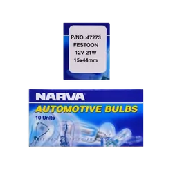 Narva 12V 21W C21W Sv8-5.8 Festoon Globes (Box Of 10)