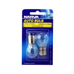 Narva 12V 21W BA15D Incandescent Globes (Blister Pack Of 2)