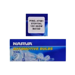 Narva 12V 20/5W BA15D Incandescent Globes (Box Of 10)
