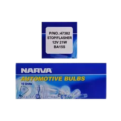 Narva 12V 21W P21W BA15S Incandescent Globes (Box Of 10)