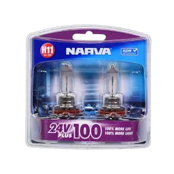 Narva H11 24V 55W Plus 100 Long Life Headlight Globes (Bl2)