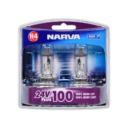Narva H4 24V 75/70W Plus 100 Long Life Headlight Globes (Bl2)