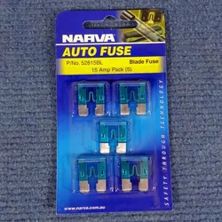 Narva 15 Amp Blue ATS Blade Fuse - 5 Per Pack. 52815BL