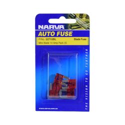 Narva 10 Amp Red Mini Blade Fuse (Blister Pack Of 5)