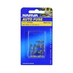 Narva 25 Amp White Mini Blade Fuse (Blister Pack Of 5)