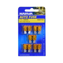 Narva 5 Amp Orange Standard Ats Blade Fuse (Blister Pack Of 5)