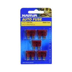 Narva 10 Amp Red Standard Ats Blade Fuse (Blister Pack Of 5)