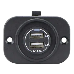 Charger Dual Port Usb+ Black Flushmount