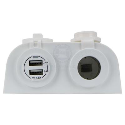 Charger Usb+/ Acce Stainless Steelory Combo White Surface Mount