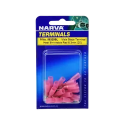 Narva 6.3 X 0.8mm Adhesive Lined Male Blade Terminal Red (Blister Pack Of 20)