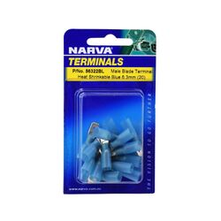 Narva 6.3 X 0.8mm Adhesive Lined Male Blade Terminal Blue (Blister Pack Of 20)