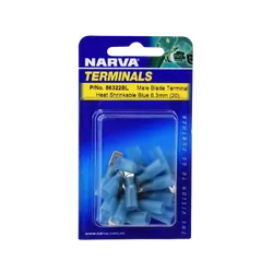 Narva 6.3 X 0.8mm Adhesive Lined Male Blade Terminal Blue (Blister Pack Of 20)