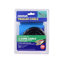 Narva 5A 2.5mm 5 Core Trailer Cable (10M) Red, Green, Yellow, White, Brown