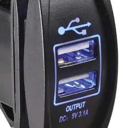 Narva 12/24V Dual USB LED Illuminated Socket (Blue)