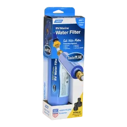 Camco Taste Pure In-Line Water Filter - w/ Aus Hose Fittings. 40040