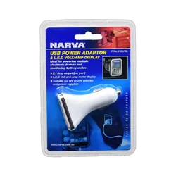 Narva Dual USB Adaptor With LED Volt/Amp Meter Display (Blister Pack Of 1)