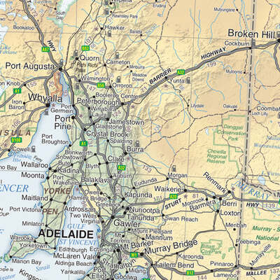 Australia Road & Terrain Mega Map - 1660x1455 - Laminated