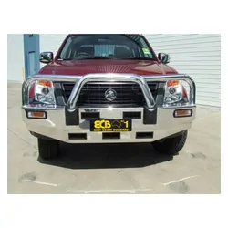 ECB Big Tube Bar w/Lights to suit Holden Rodeo RA7 LT 01/07 to 06/12 Silver Hammer Tone