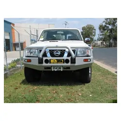 ECB Winch Compatible Big Tube Bar to Suit Nissan Patrol GU Y61 30.LT TD 10/04-Onwards Silver Hammer Tone