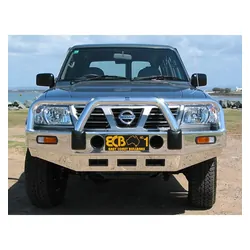 ECB Big Tube Bar to Suit Nissan Patrol GU Y61 4.2LT IN/DIE 10/01 to 09/04 Silver Hammer Tone